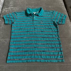 Lacoste Green Polo with Black and White Stripes